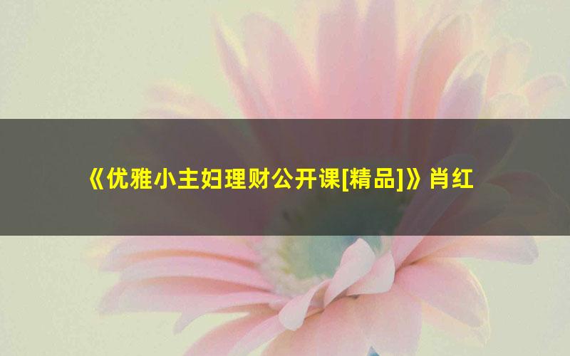 《优雅小主妇理财公开课[精品]》肖红 pdf/azw3/mobi电子版百度夸克网盘免费下载
