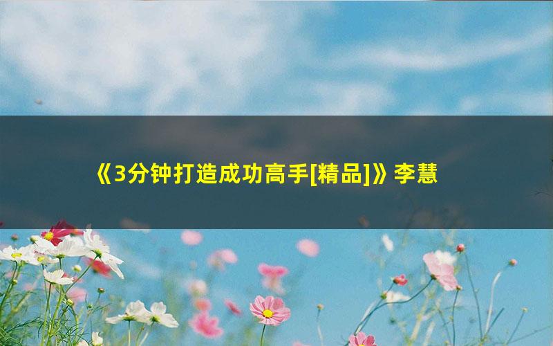 《3分钟打造成功高手[精品]》李慧