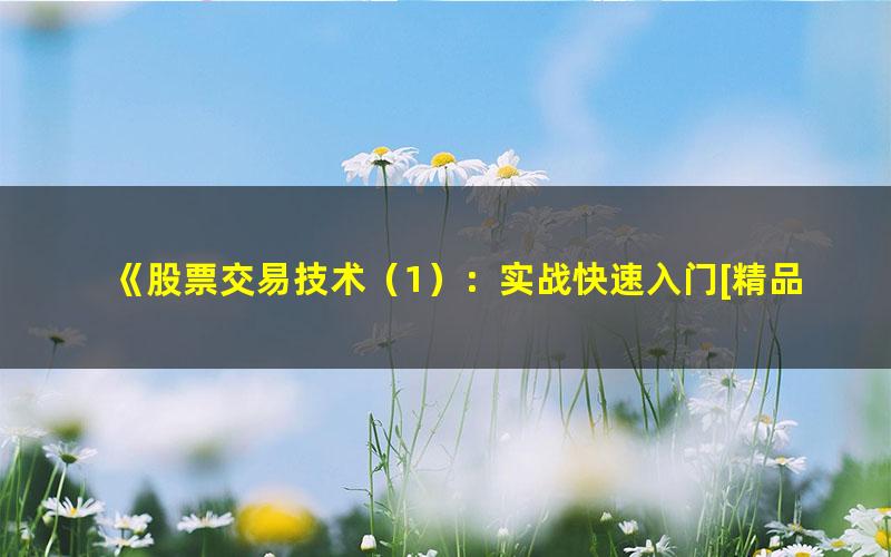 《股票交易技术（1）：实战快速入门[精品]》金路