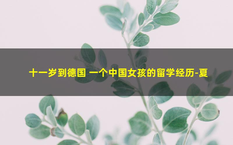 十一岁到德国 一个中国女孩的留学经历-夏芊若