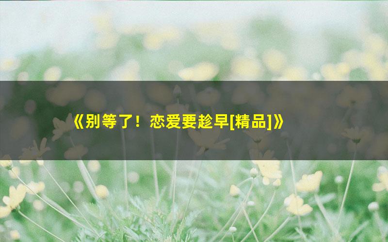 《别等了！恋爱要趁早[精品]》
