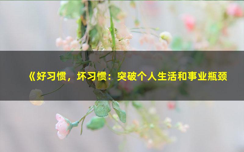 《好习惯，坏习惯：突破个人生活和事业瓶颈的14种习惯[精品]》