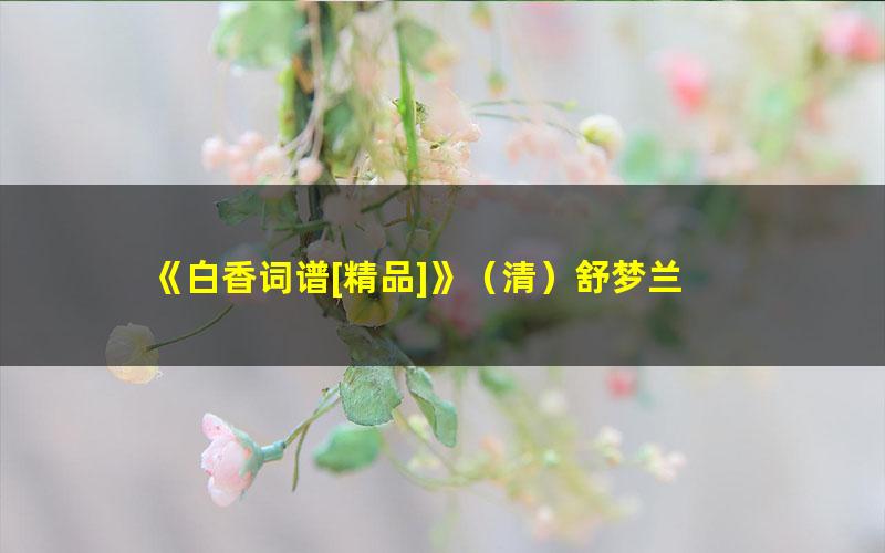 《白香词谱[精品]》（清）舒梦兰