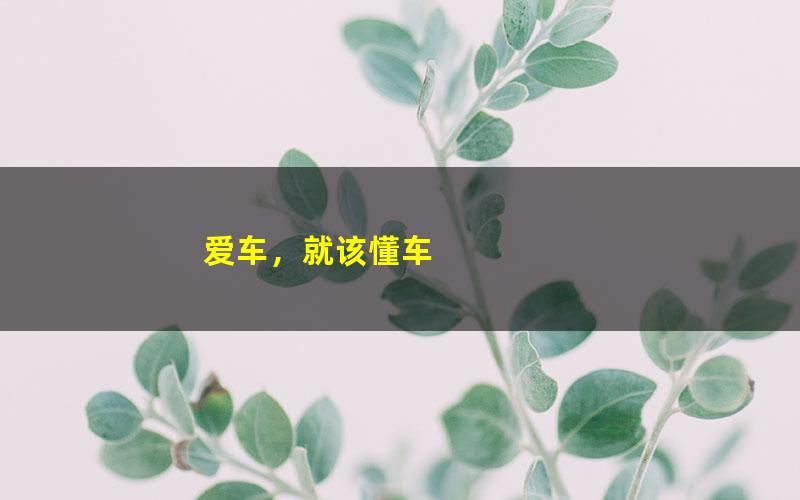 爱车，就该懂车
