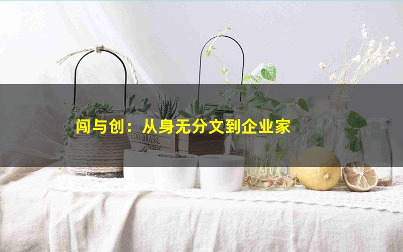 闯与创：从身无分文到企业家