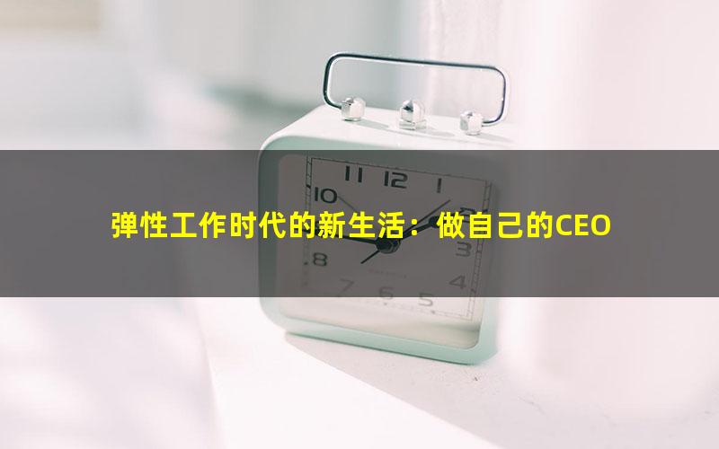 弹性工作时代的新生活：做自己的CEO