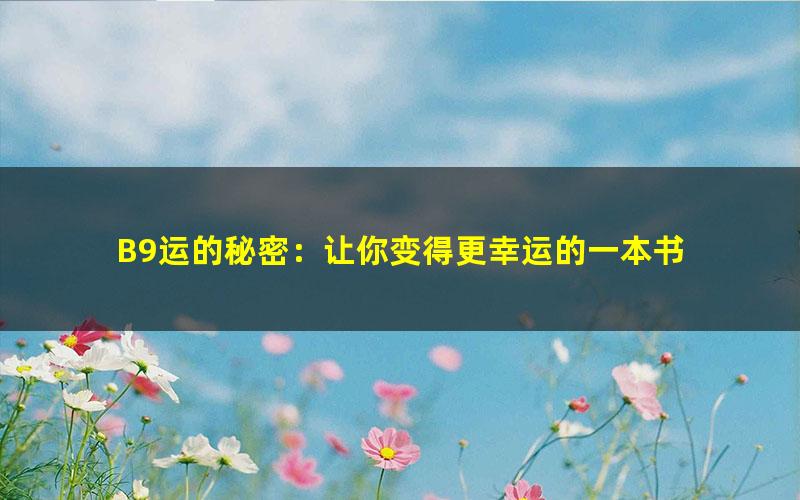 B9运的秘密：让你变得更幸运的一本书