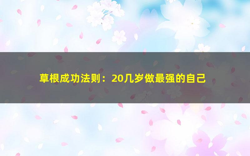 草根成功法则：20几岁做最强的自己