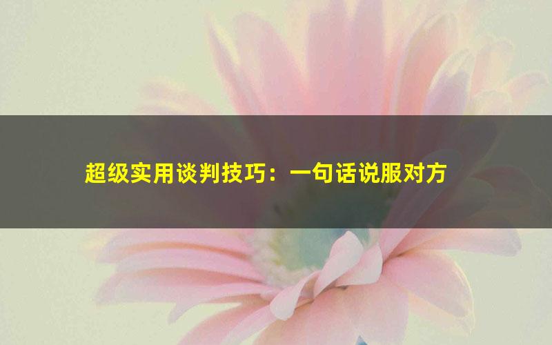 超级实用谈判技巧：一句话说服对方