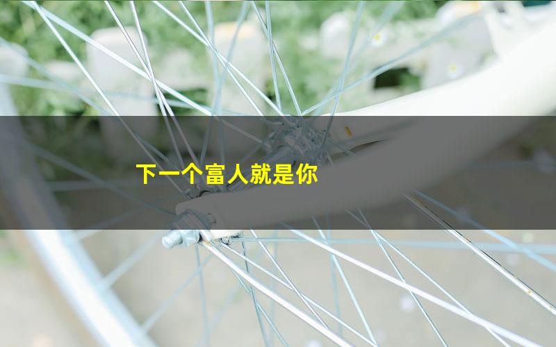 下一个富人就是你