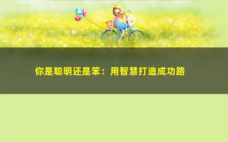 你是聪明还是笨：用智慧打造成功路