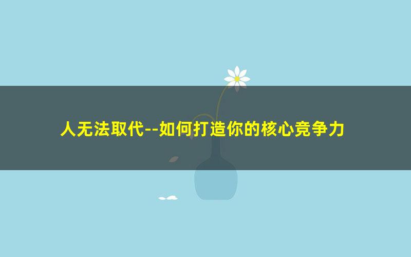 人无法取代--如何打造你的核心竞争力