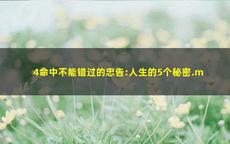 4命中不能错过的忠告:人生的5个秘密.mobi