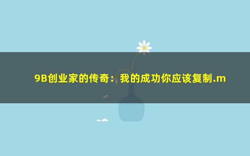 9B创业家的传奇：我的成功你应该复制.mobi
