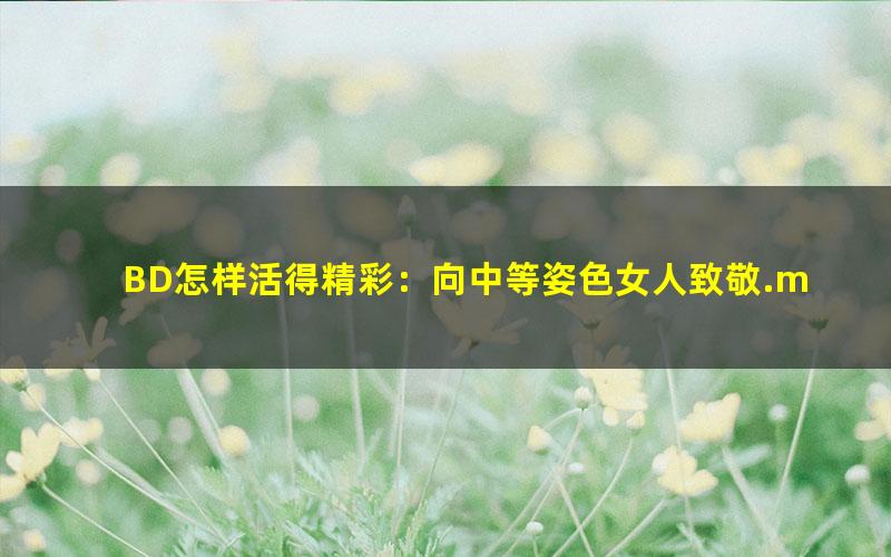 BD怎样活得精彩：向中等姿色女人致敬.mobi