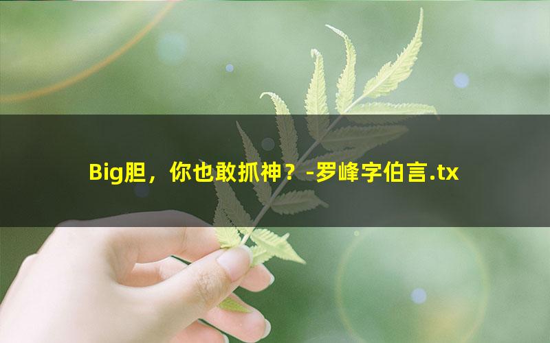 Big胆，你也敢抓神？-罗峰字伯言.txt