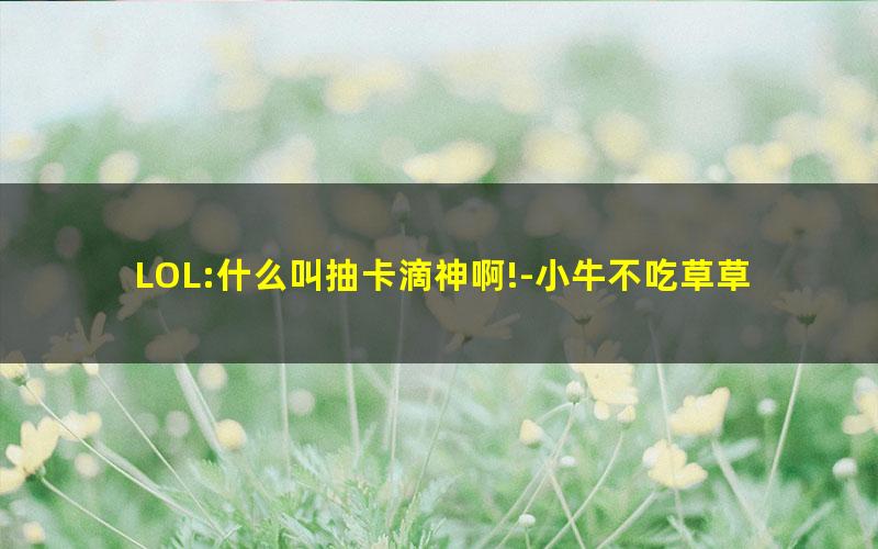 LOL:什么叫抽卡滴神啊!-小牛不吃草草草.txt