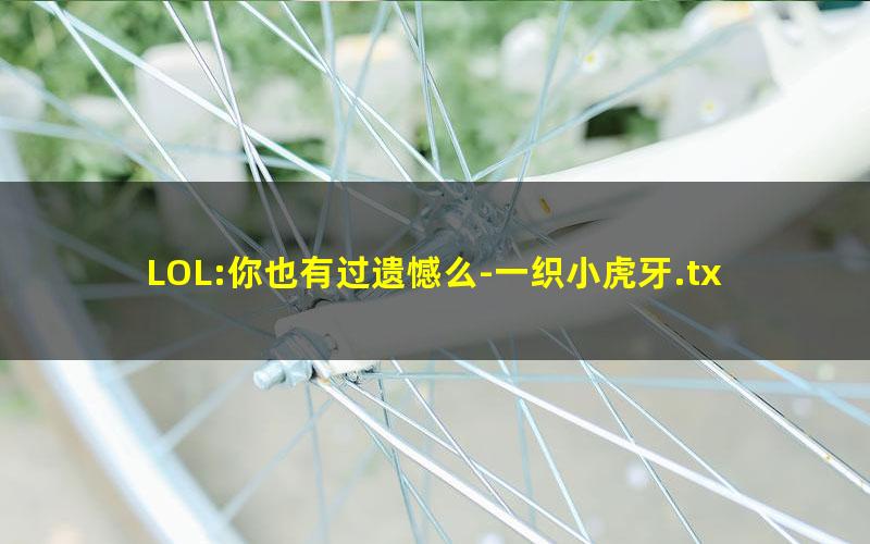 LOL:你也有过遗憾么-一织小虎牙.txt