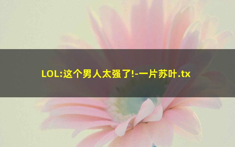 LOL:这个男人太强了!-一片苏叶.txt