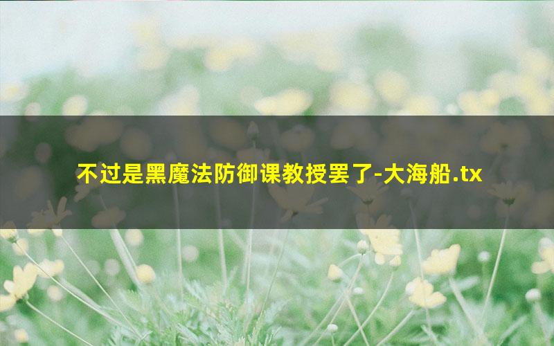 不过是黑魔法防御课教授罢了-大海船.txt