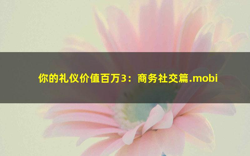 你的礼仪价值百万3：商务社交篇.mobi