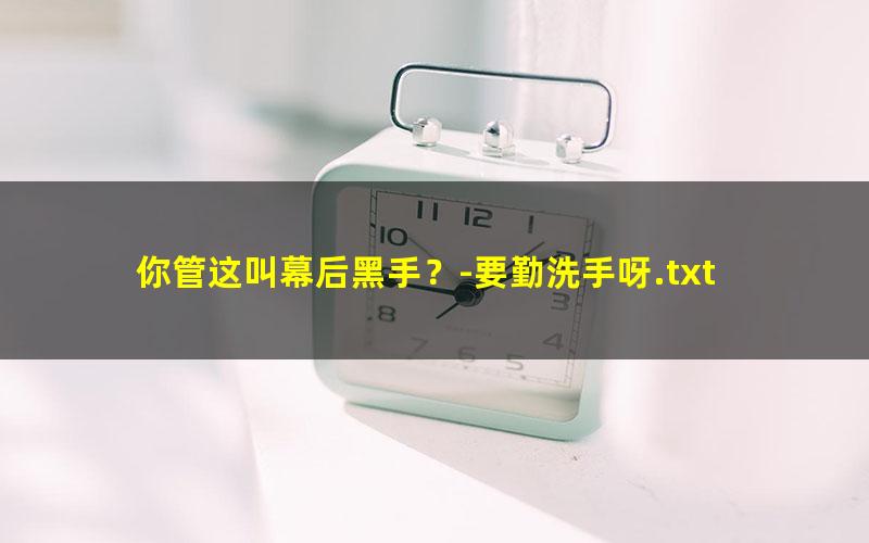 你管这叫幕后黑手？-要勤洗手呀.txt txt/pdf/azw3/mobi电子版百度夸克网盘下载