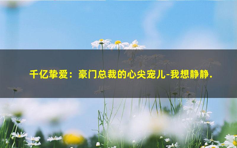 千亿挚爱：豪门总裁的心尖宠儿-我想静静.txt
