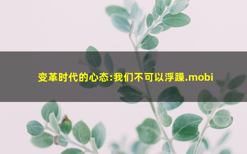 变革时代的心态:我们不可以浮躁.mobi