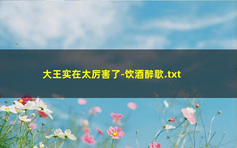 大王实在太厉害了-饮酒醉歌.txt
