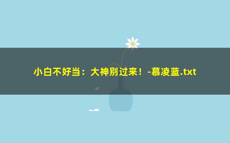 小白不好当：大神别过来！-慕凌蓝.txt