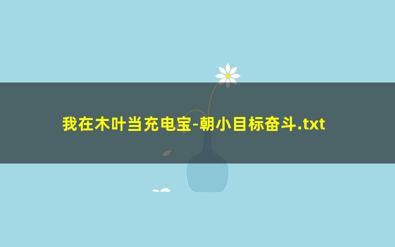 我在木叶当充电宝-朝小目标奋斗.txt