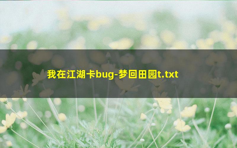 我在江湖卡bug-梦回田园t.txt