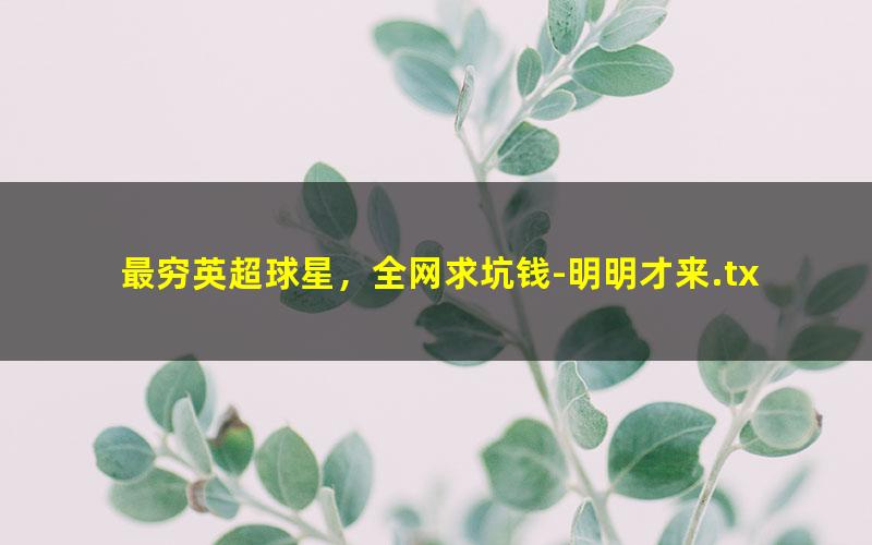 最穷英超球星，全网求坑钱-明明才来.txt