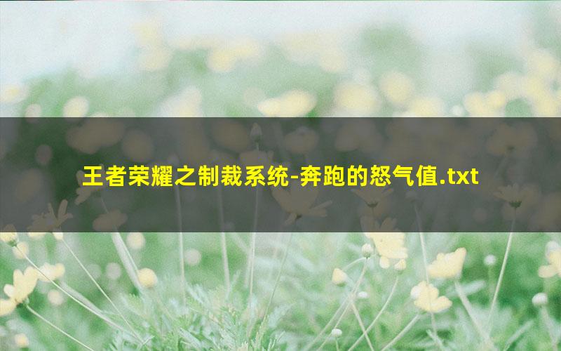 王者荣耀之制裁系统-奔跑的怒气值.txt