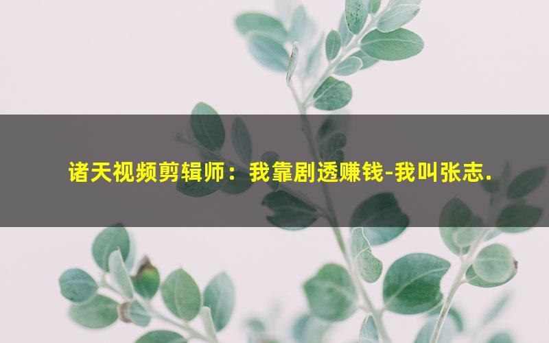 诸天视频剪辑师：我靠剧透赚钱-我叫张志.txt