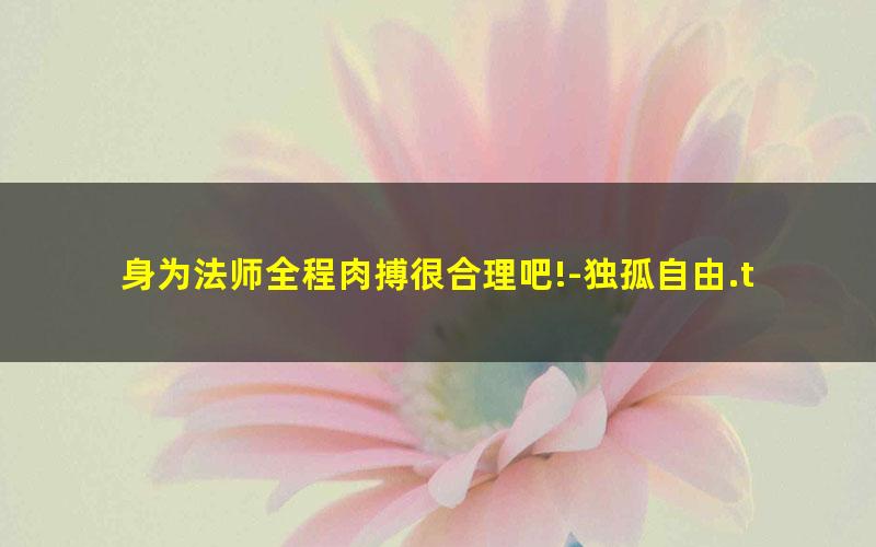 身为法师全程肉搏很合理吧!-独孤自由.txt