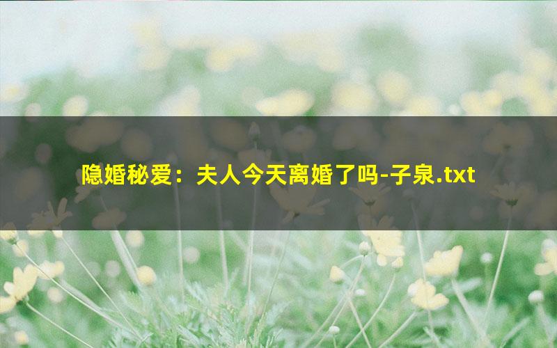 隐婚秘爱：夫人今天离婚了吗-子泉.txt