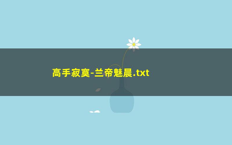 高手寂寞-兰帝魅晨.txt